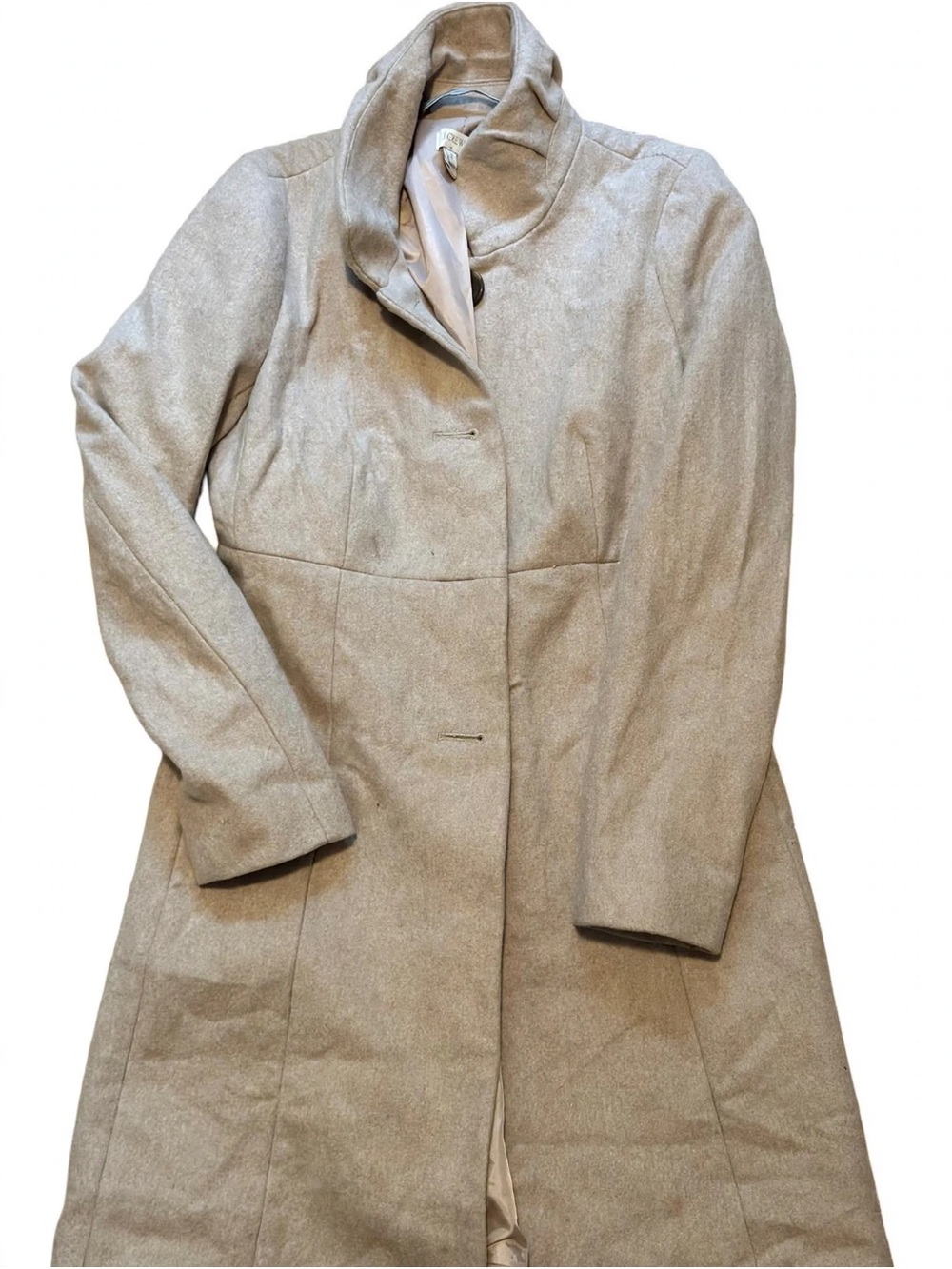 J. Crew Women's Light Cream Wool-Blend Long Coat